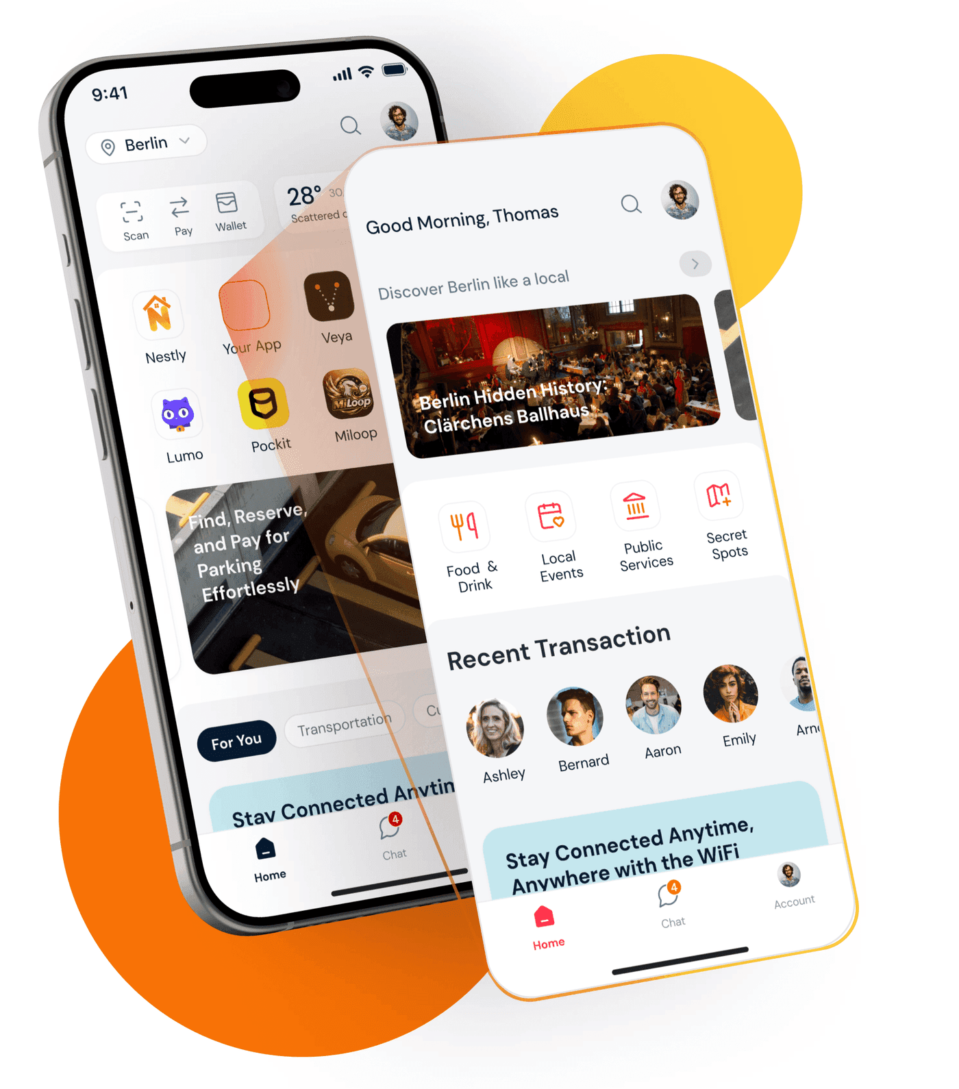 The Germany Super App home screen shown on a phone, surrounded by Mini App tiles