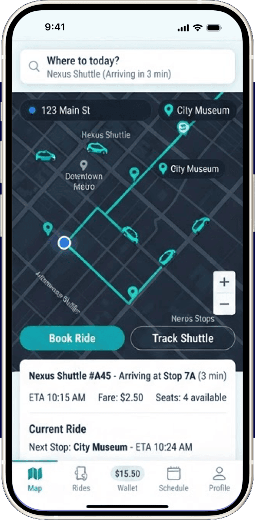 A phone showing the Mobility Mini App concept