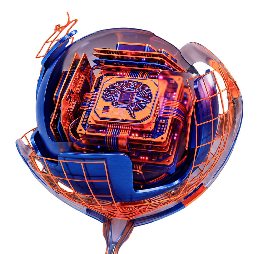 A glowing network of connected nodes forming a sphere, representing the Super App ecosystem