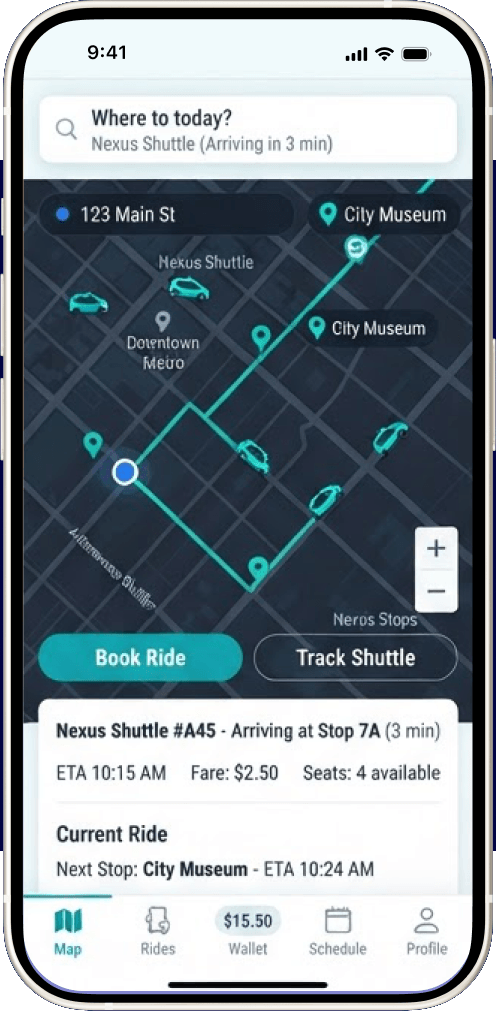 A phone showing the Mobility Mini App concept